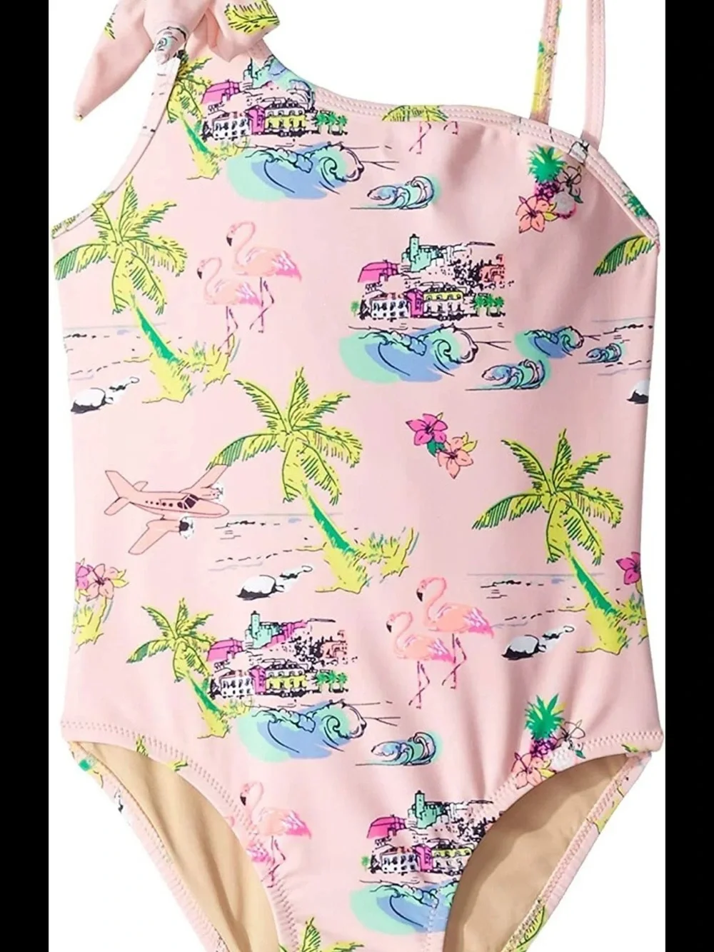 Girls Pink Tropical Print One-Piece Swimsuit 6-12 Month NWT